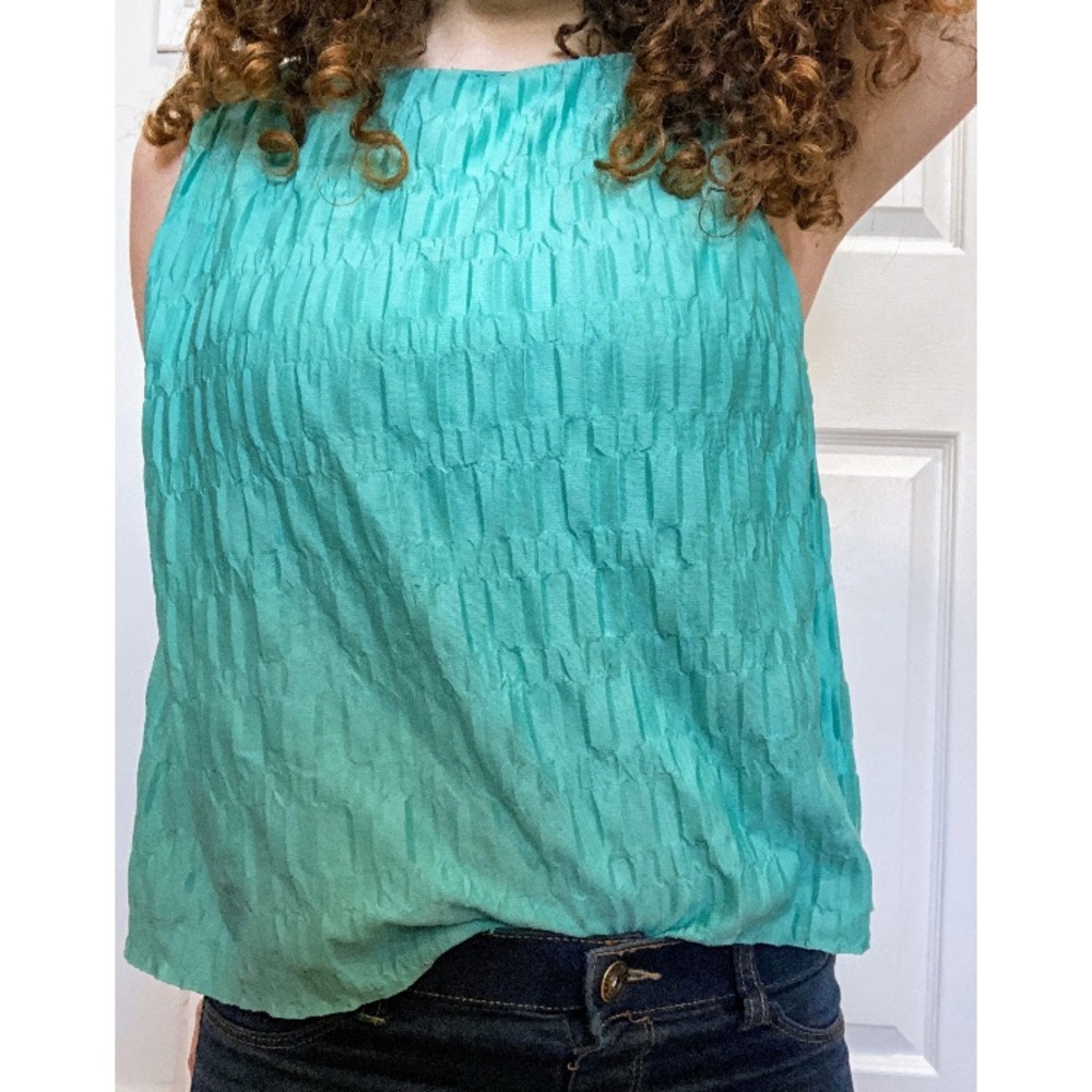 Teal Ruffled Business Casual Tank Top